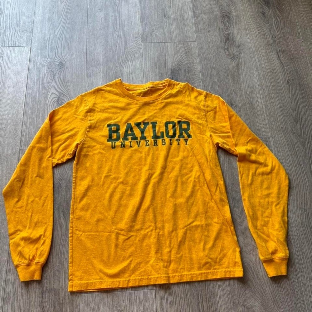Baylor University Shirt Long Sleeve Yellow Green‎ Graphic Medium